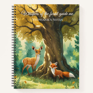 Magischer Wald Golden Tree Deer Fox Notizblock