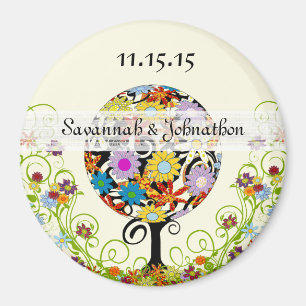 Magischer Wald Kreis der Liebe Blumenbaum-Hochzeit Magnet
