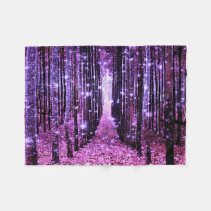 Magischer Wald Lila Rosa Fleecedecke