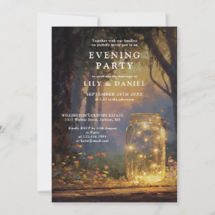 Magischer Wald-Mason-Glas-Hochzeitsabendparty Einladung