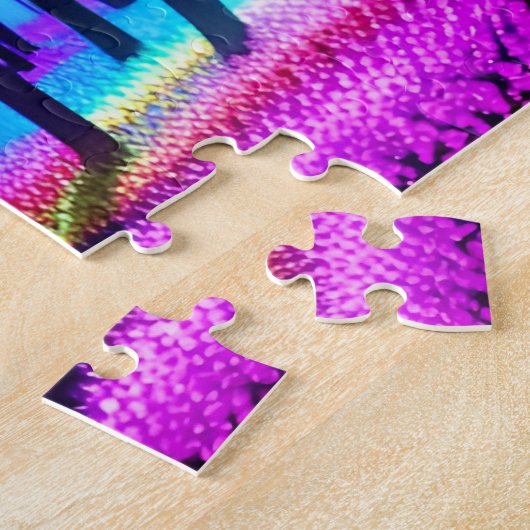 Magischer Wald mit Baumbestand-Silhouetten Puzzle (Seite)