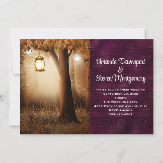 Magischer Wald mit frischen Lichtern Hochzeit Einladung (Vorderseite)