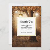 Magischer Wald mit frischen Lichtern Hochzeit Save The Date (Vorderseite)