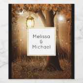 Magischer Wald mit frischen Lichtern Hochzeit Weinetikett (Einzelnes Label)