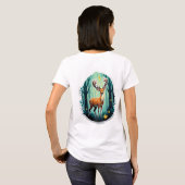 Magischer Wald mit Hirschen T-Shirt (Schwarz voll)