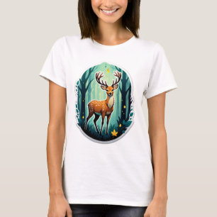 Magischer Wald mit Hirschen T-Shirt