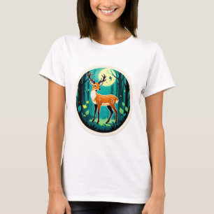 Magischer Wald mit Hirschen T-Shirt