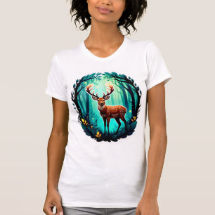 Magischer Wald mit Hirschen T-Shirt