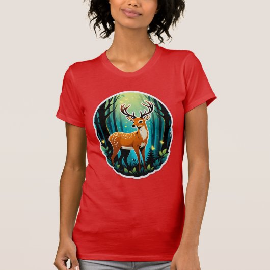 Magischer Wald mit Hirschen T-Shirt (Vorderseite)
