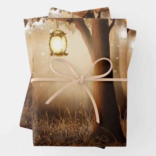 Magischer Wald mit Lichtern Geschenkpapier Set (Beispiel)