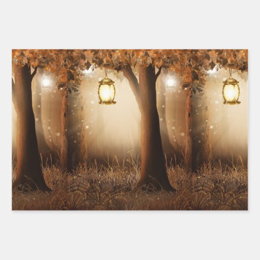 Magischer Wald mit Lichtern Geschenkpapier Set (Vorderseite)