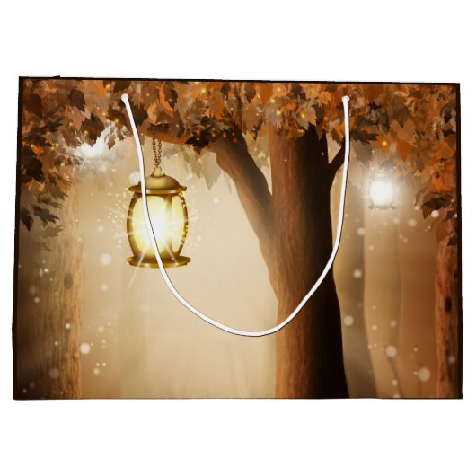 Magischer Wald mit Lichtern Große Geschenktüte (Rückseite)
