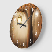 Magischer Wald mit Lichtern Große Wanduhr (Winkel)