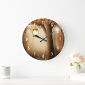 Magischer Wald mit Lichtern Große Wanduhr (Zuhause)