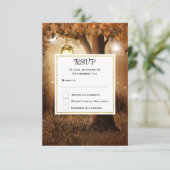 Magischer Wald mit Lichtern Hochzeit RSVP Karte (Stehend Vorderseite)