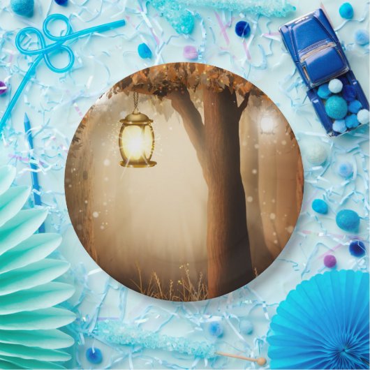 Magischer Wald mit Lichtern Pappteller (Party)