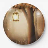 Magischer Wald mit Lichtern Pappteller (Vorderseite)