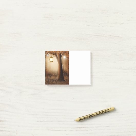 Magischer Wald mit Lichtern Post-it Klebezettel (Auf Schreibtisch)