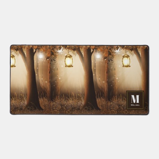 Magischer Wald mit Lichtern Schreibtischunterlage (Vorderseite)