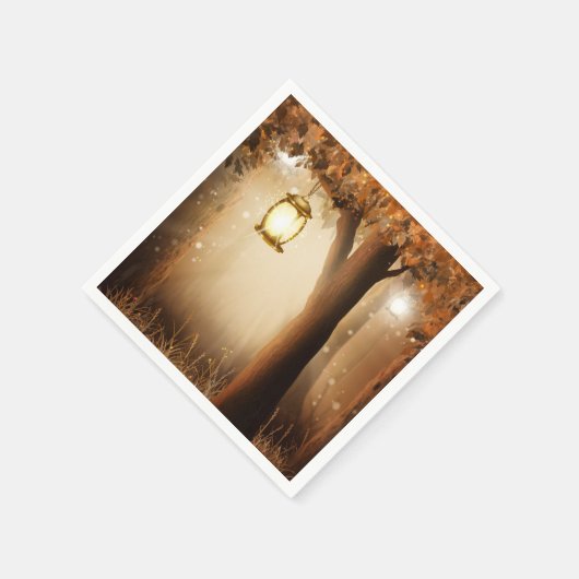 Magischer Wald mit Lichtern Serviette (Ecke)