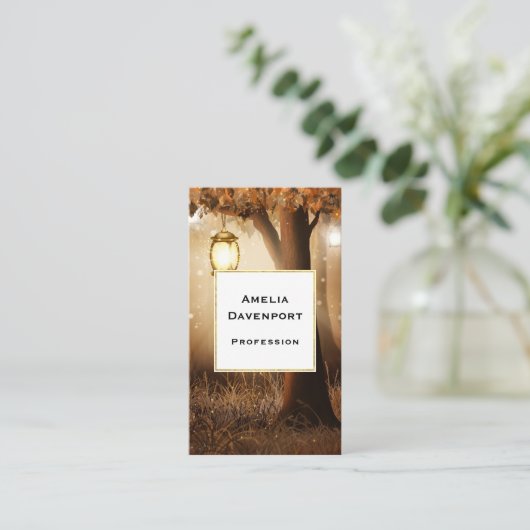 Magischer Wald mit Lichtern Visitenkarte (Stehend Vorderseite)