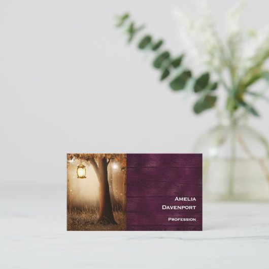Magischer Wald mit Lichtern Visitenkarte (Stehend Vorderseite)