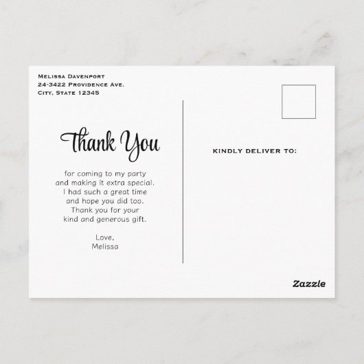 Magischer Wald mit Luftfeuchtigkeit Vielen Dank Postkarte (Rückseite)