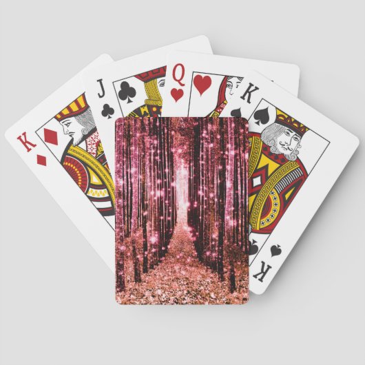Magischer Wald Peach Pink Spielkarten (Rückseite)