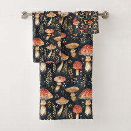 Magischer Wald-Pilz Badhandtuch Set