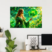 Magischer Wald St Patrick Tag Naturmärchen Kunst Poster (Heimbüro)