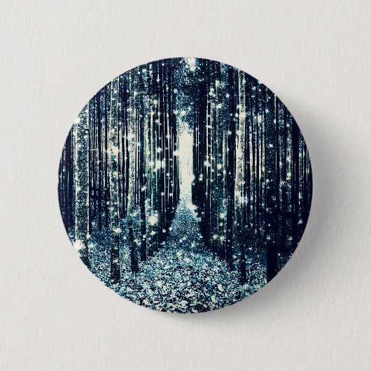 Magischer Wald Teal Graue Eleganz Button (Vorderseite)