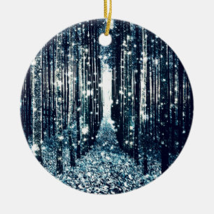 Magischer Wald Teal Graue Eleganz Keramikornament