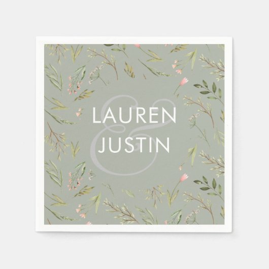 Magischer Wald | Wedding Monogram Paper Napkin Serviette (Vorderseite)