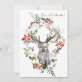 Magischer Waldblumenfeiertags-WeihnachtsParty Einladung (Vorderseite)