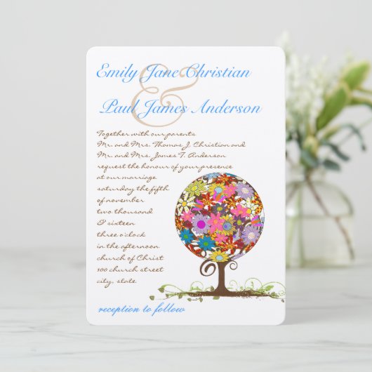 Magischer Waldkreis der Liebe Hochzeitseinladungen Einladung (Stehend Vorderseite)