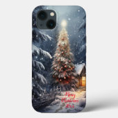 Magischer Waldschnee Winter Frohe Weihnachtsbaum Case-Mate iPhone Hülle (Rückseite)