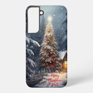 Magischer Waldschnee Winter Frohe Weihnachtsbaum Samsung Galaxy Hülle