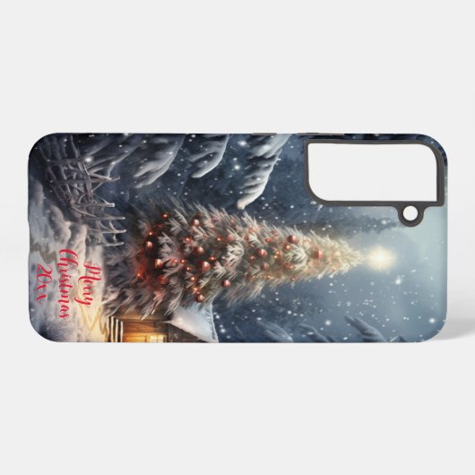 Magischer Waldschnee Winter Frohe Weihnachtsbaum Samsung Galaxy Hülle (Rückseite (Horizontal))