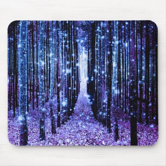 Magischer Waldweg Lila blau Mousepad (Vorne)
