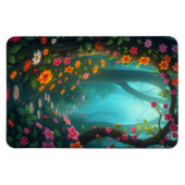 Magischer Waldweg mit whimsikischen Wildblumen Magnet (Horizontal)