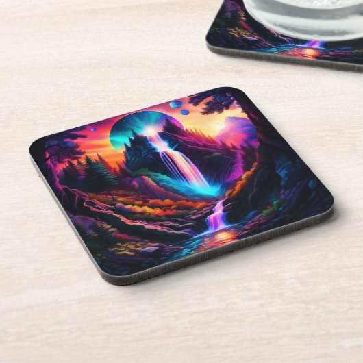 Magischer Wasserfall Getränkeuntersetzer (Linke Seite)