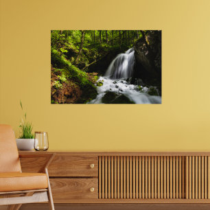 Magischer Wasserfall im zauberhaften grünen Wald Poster