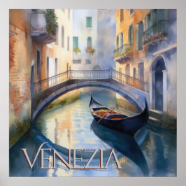 Magischer Wasserfarbkanal Venedig Poster