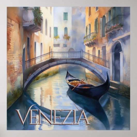 Magischer Wasserfarbkanal Venedig Poster (Vorne)