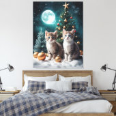 Magischer Weihnachtsabend mit Kätzchen von Bäumen Leinwanddruck (Insitu (Schlafzimmer))