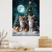 Magischer Weihnachtsabend mit Kätzchen von Bäumen Poster (Küche)