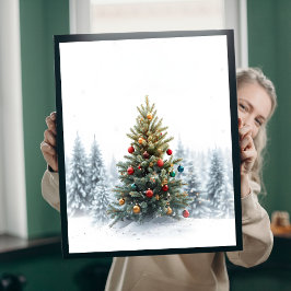 Magischer Weihnachtsbaum im Wald Poster