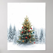 Magischer Weihnachtsbaum im Wald Poster (Vorne)
