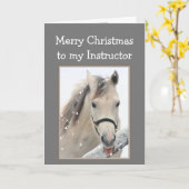 Magischer Weihnachtslehrer wünscht das Weiße Pferd Karte (Gelbe Blume)