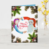 Magischer Weihnachtsmann mit Whimsical Baby Girl Karte (Gelbe Blume)